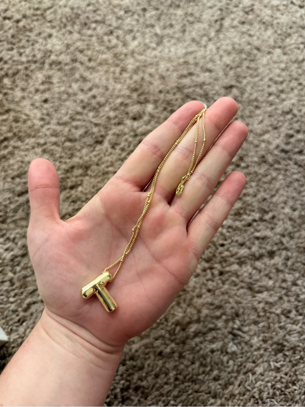 Gold Letter 'T' Pendant Necklace - Women's Jewelry